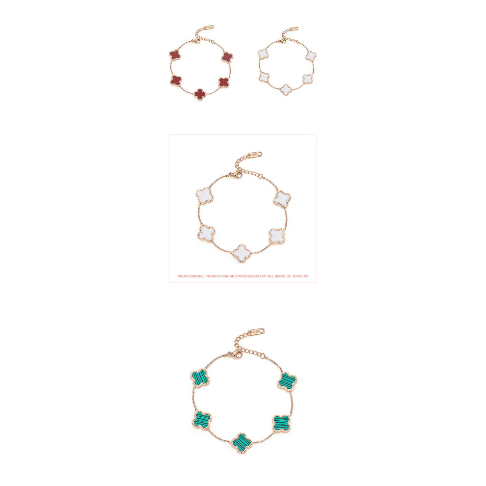 (red) Flower Clover Bracelet, Crystal Bracelet, Ladies' Jewelry-image-OPC-PFS5J9S-NEW