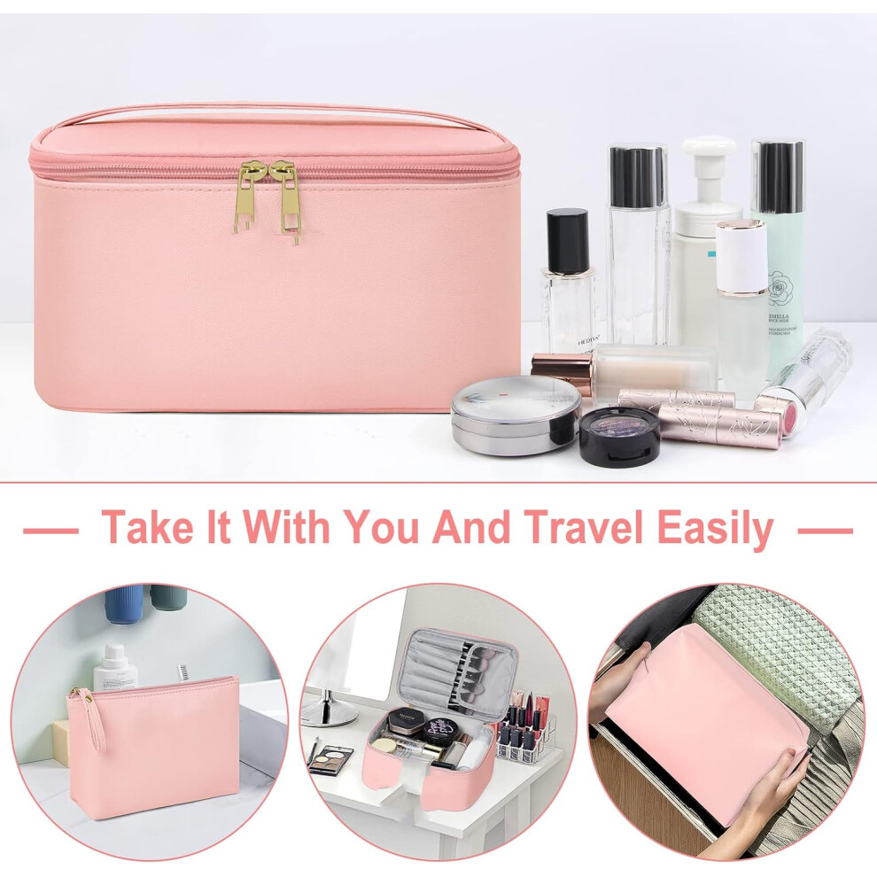 pink-3pcs--3-pcs-makeup-bag-l-m-s-travel-makeup-bag-with-brush-compartment-waterproof-cosmetic-bag-pu-leather-small-makeup-bag-portable-makeup-organizer-bag