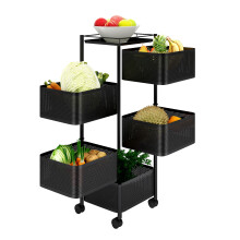 5 Tier Trolley Basket Rack Kitchen Storage Vegetable cart With Wheels