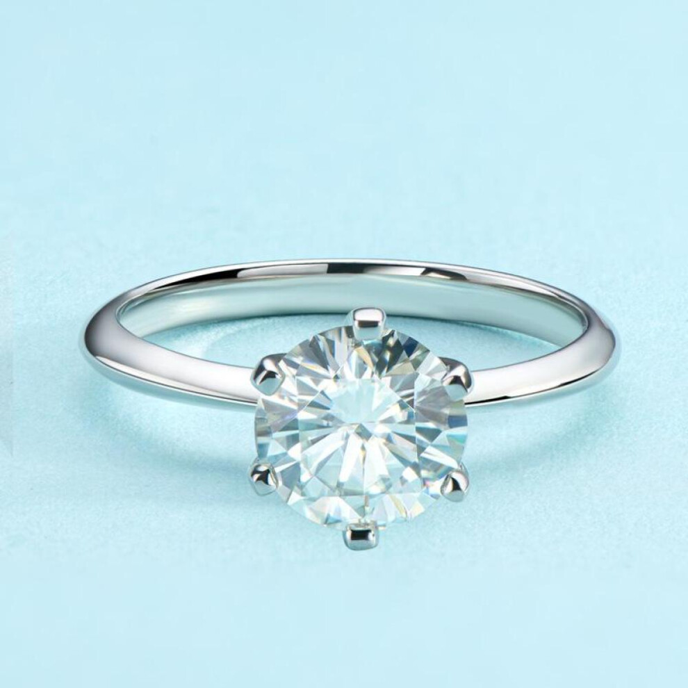 (US 5.5) Bague Ringen Sparkling 2 Carats Real Moissanite Wedding Rings For Women 18k White Gold Color 100% 925 Sterling Silver Fine Jewelry Gift