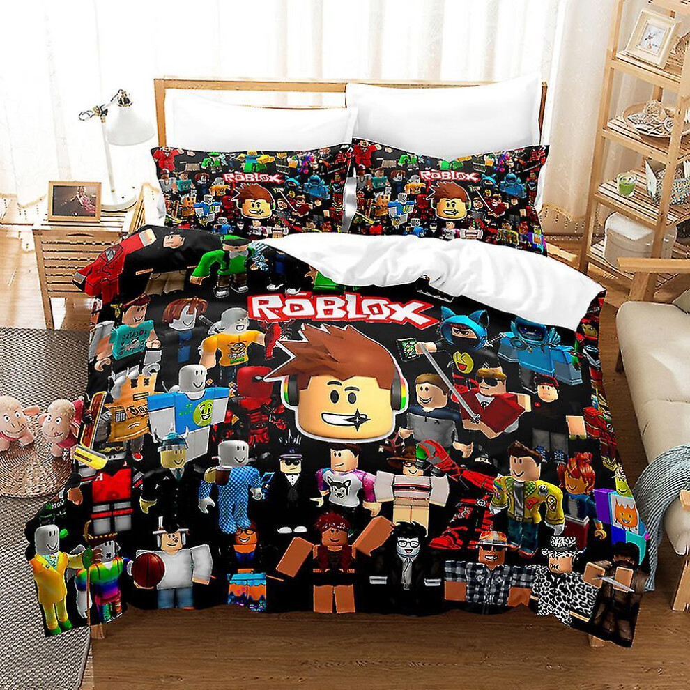 (Single 135*200cm) Roblox 3d Printed Bedding Set Duvet Cover Quilt Cover Pillowcase Kids Gift