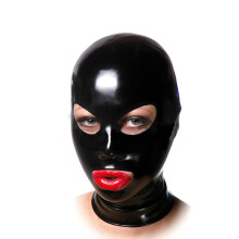 (Type B M) Unisex Latex Hood Mask Open Mouth Hole Headgear Headpiece Womenmen Full Face Mask Hood Balaclava Roleplay Costume Latex Headgear
