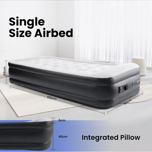 (Single) Inflatable Air Bed Mattress Built Pump Camping 2