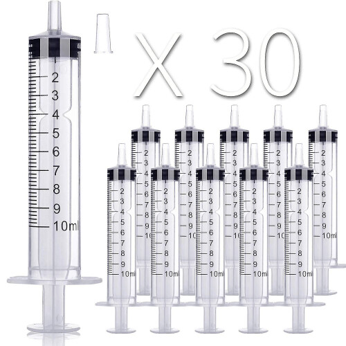 30pcs 10ml Plastic Syringe Small Syringe With Tip Cap 2