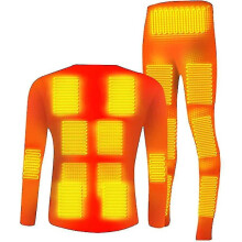 (Top and Pant, L) Men"s Heated Underwear Winter Usb Electric Heating Suit Ski Tops Pants