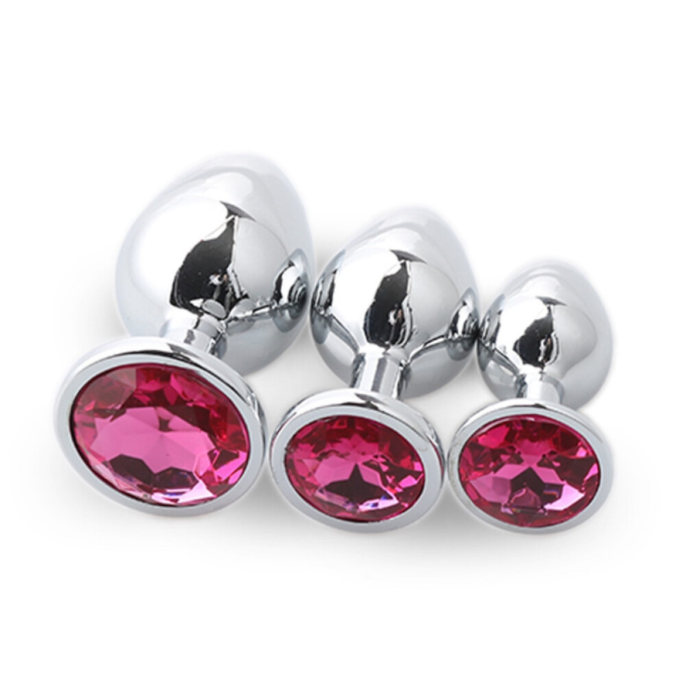 ( rose red) 3 Jewelled Butt Plugs - Blue Sapphire