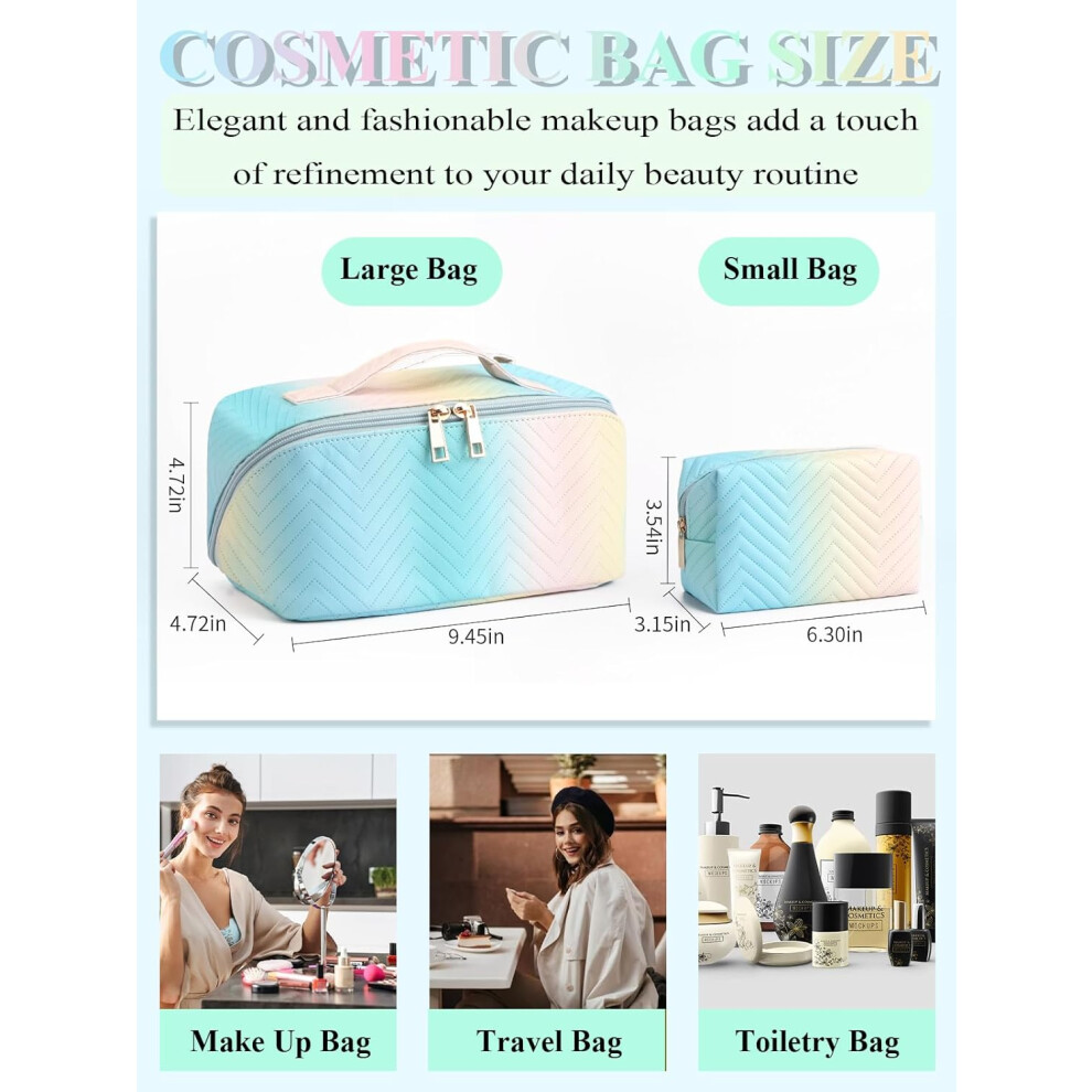 makeup-organiser-make-up-bag--2pcs-gradient-travel-makeup-bag---large-cosmetic-bags-for-women-ladies-girls---makeup-bags-with-compartments