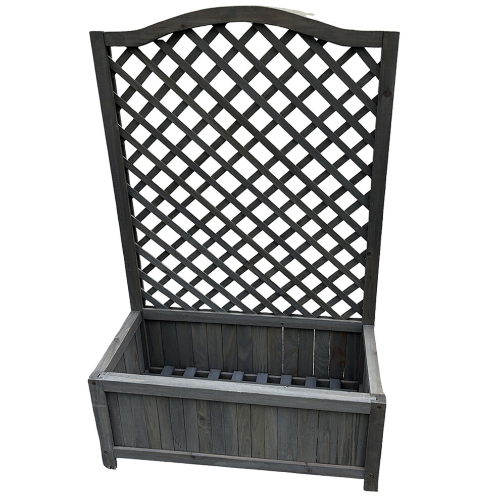 Grey Wooden Planter Lattice Garden Climbing Flower Plant Pot Trellis