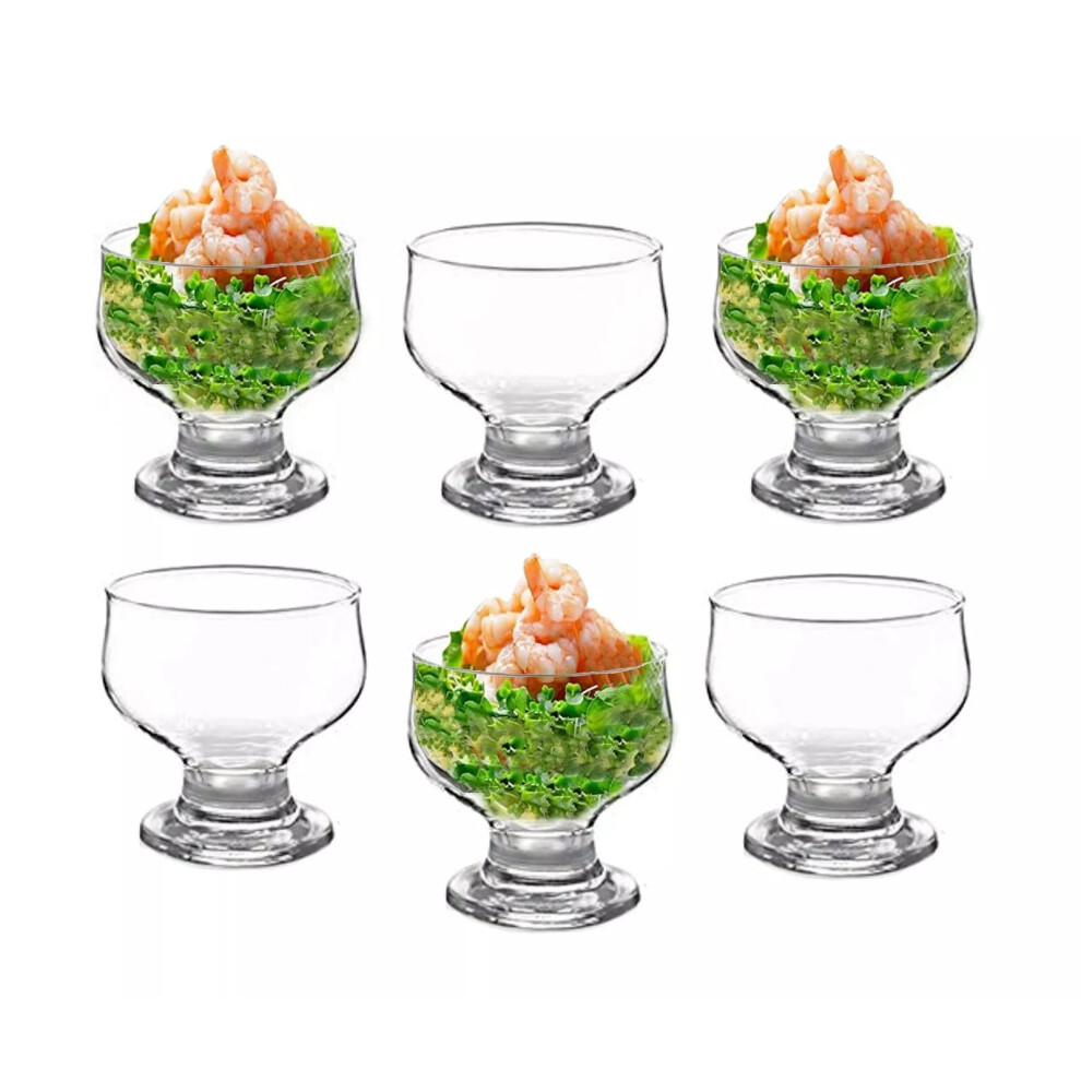 6 x Glass Prawn Cocktail Bowls Glasses Appetizer Starter Serving Dish