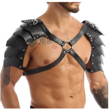 Harness Mens Steampunk Gothic Pu Leather Double Shoulder Armors Buckles Body Chest Harness Belt For Party Cosplay Halloween