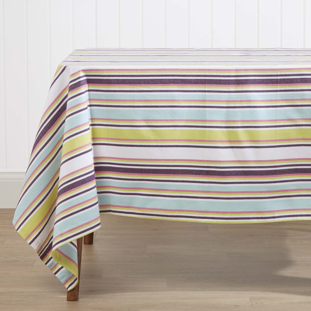 Homescapes (137 X 228 Cm) Osaka Striped Cotton Tablecloth Purple