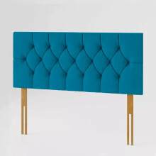 (Single Teal) 3ft Plush Velvet Padded Chesterfield Headboard Bed