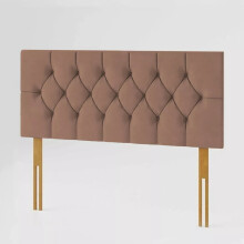 (Single Brown) 3ft Plush Velvet Padded Chesterfield Headboard Bed