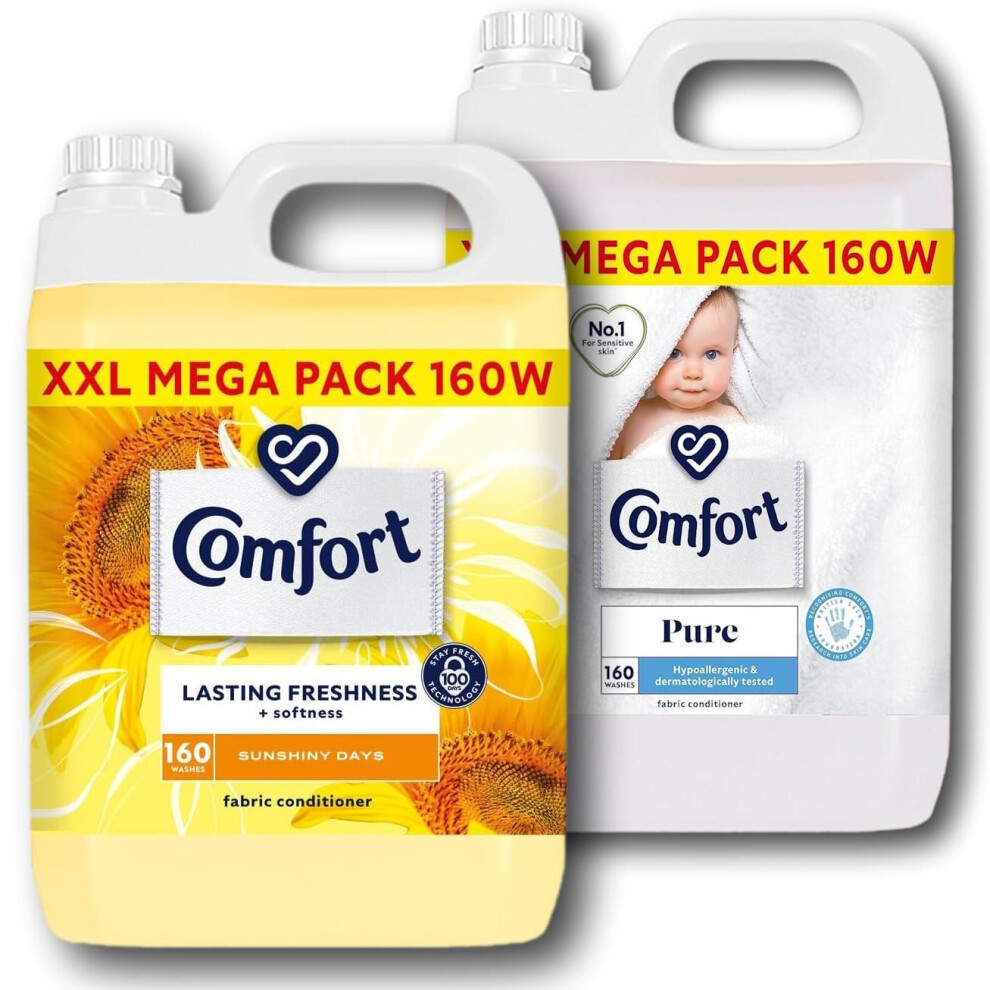 Comfort Sunshiny & Comfort Pure Variety Bundle 160w Fabric Conditioner