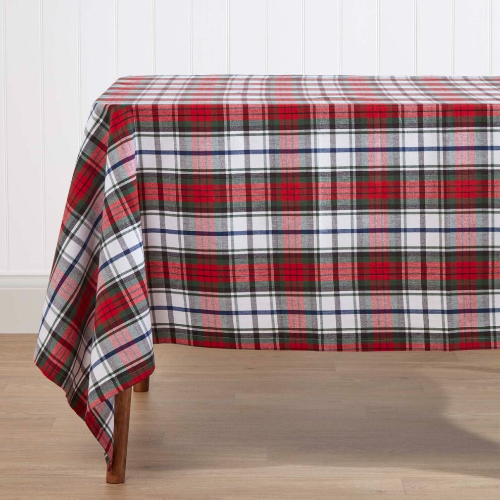 Homescapes (137 X 178 Cm) Macduff Tartan Christmas Tablecloth Red