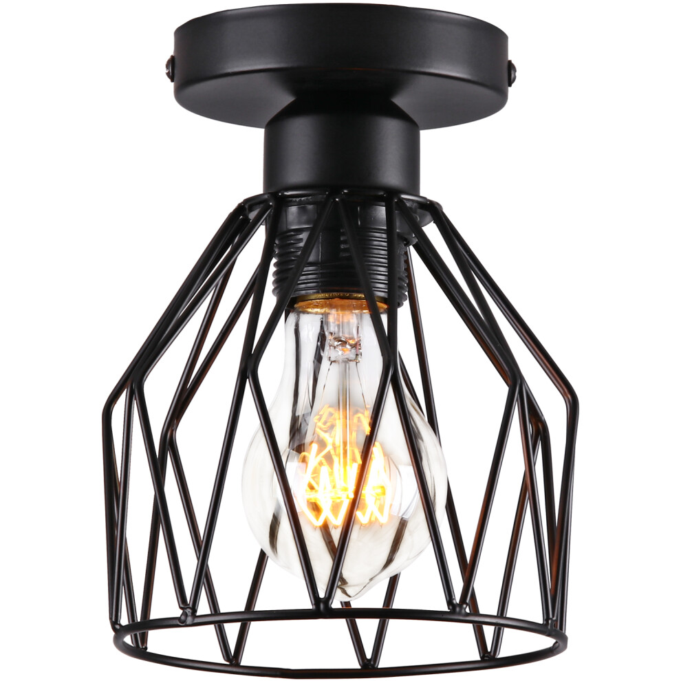 Vintage Ceiling Lamp Metal Cage Pendant Light Black Ceiling Light-image-OPC-PFS62VW-NEW