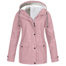 (Pink, UK Size 22=Tag Size 4XL) Women's Fleece Parka Hooded Jackets Ladies Winter Warm Coats Outwear Waterproof
