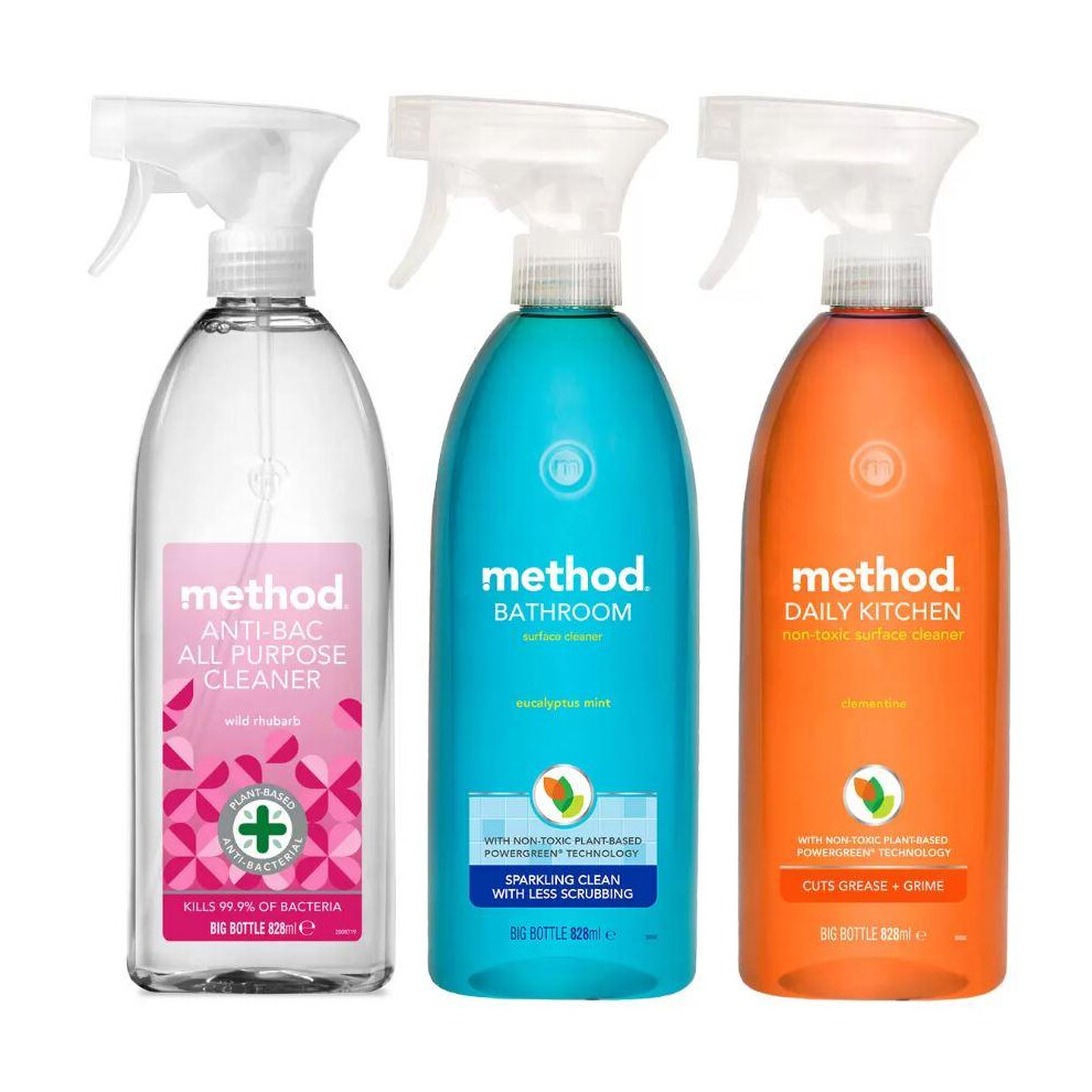 Method Mixed Pack Spray, 3 x 828ml Cleaning Bundle