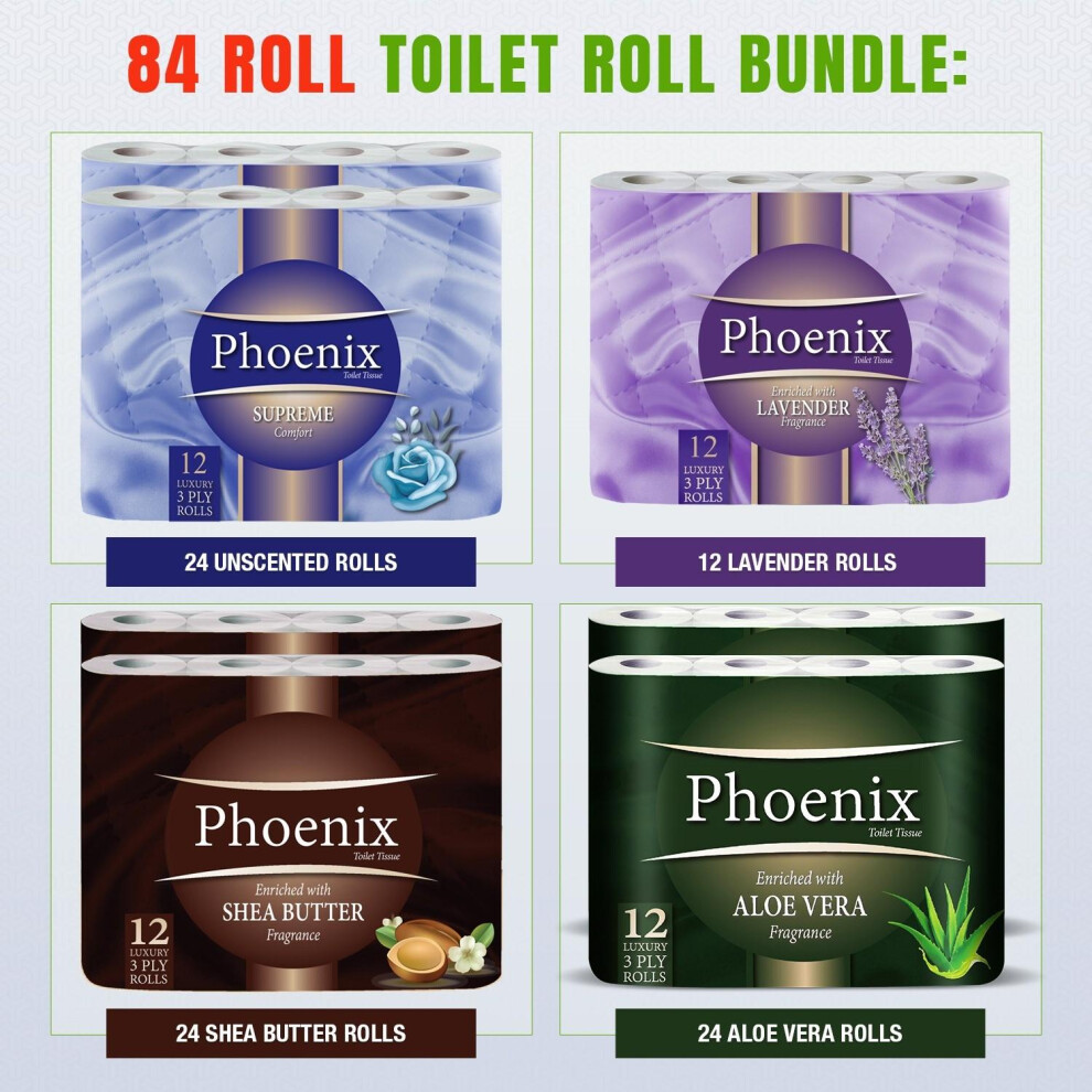 84 Rolls Variety Pack 3 Ply Toilet Rolls Mega Family Pack - 5 Options