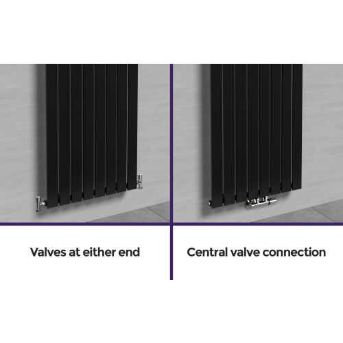NES Home Nes Home 1800 X 546 mm Vertical Flat Panel Black Central Connection Radiator 2