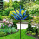 (Blue) Outdoor Wind Spinner, Harlow Wind Spinner Rotator, Unique And Magical Metal Windmill, Dynamic 3d Lotus Windmill With Garden Stake 5