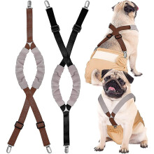 2 Pieces Dog Diaper Suspenders Belly Bands Canine Harness Keep Diaper On Your Dog For Small Medium And Large Dogs (black, Brown, Small) Small