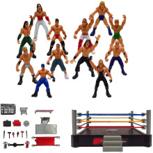Wwe Mini Wrestling Figure Playset, Wrestler Warriors Toys with Square Ring & Accessories, Fun Miniature Fighting Action Figures Gift High Quality