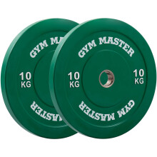 (2 x 10kg (20kg)) GYM MASTER Coloured Olympic Rubber Bumper Plates