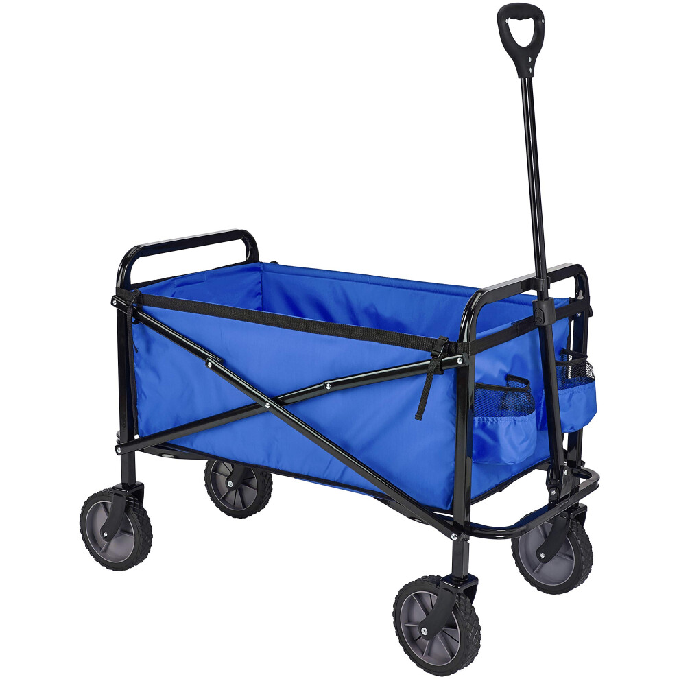 Amazon Basics Collapsible Folding Wagon  Heavy Duty  Utility Wagon for Sports  Camping  Garden  and Shopping  Blue