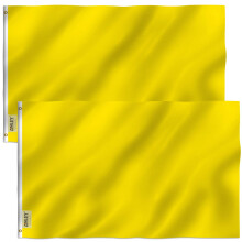 Anley Pack of 2 Fly Breeze 3x5 Foot Solid Yellow Flag - Vivid Color and Fade proof - Canvas Header and Double Stitched - Plain Yellow Flags Polyester