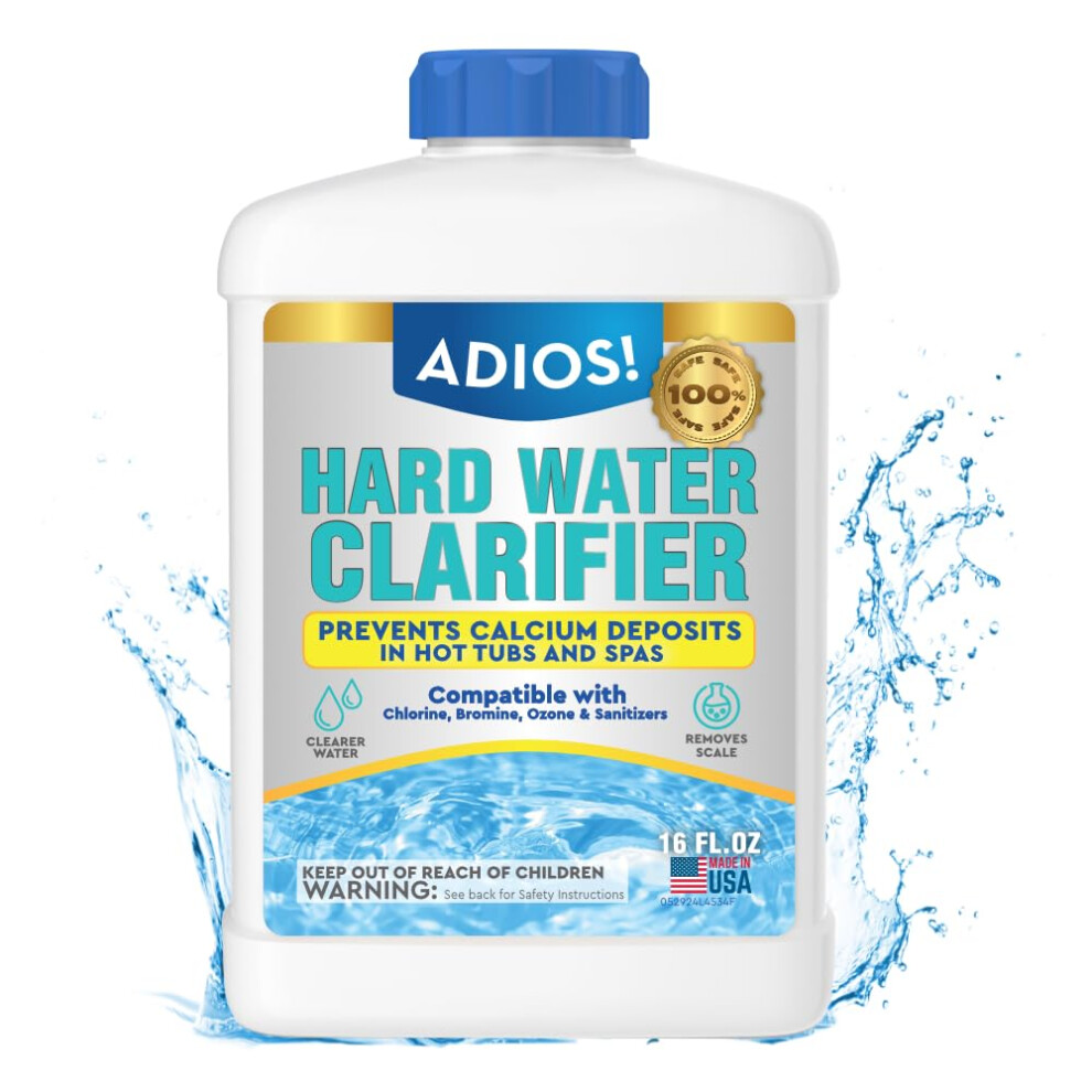 ADIOS Hot Tub Hard Water Calcium Remover with Scale and Stain Clarifier  Soften Treat and Reduce Spa Deposits  16oz Pint