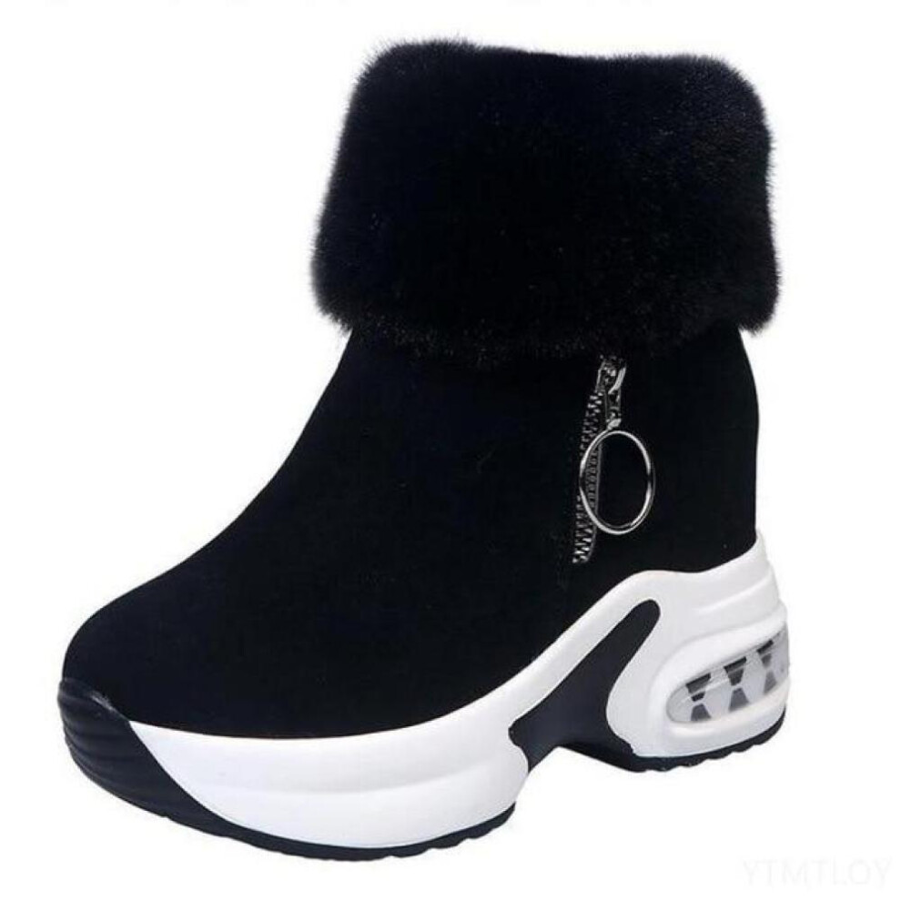 (black, 40) Woman Boots High Heels Ladies Boot Women Ankle Boot Warm Plush Winter Shoes Women Snow Boots Winter Shoes Height Increasing