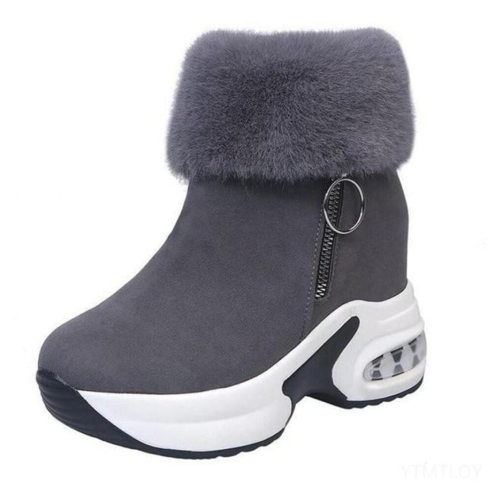 (grey, 38) Woman Boots High Heels Ladies Boot Women Ankle Boot Warm Plush Winter Shoes Women Snow Boots Winter Shoes Height Increasing