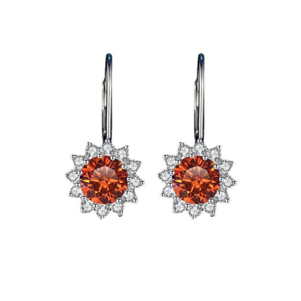 (orange, 1ct*2) Bague Ringen Sterling Silver 925 Earrings For Women 1 Carat VVS Moissanite Wedding Luxury Jewelry Classic Sunflower Drop-earrings