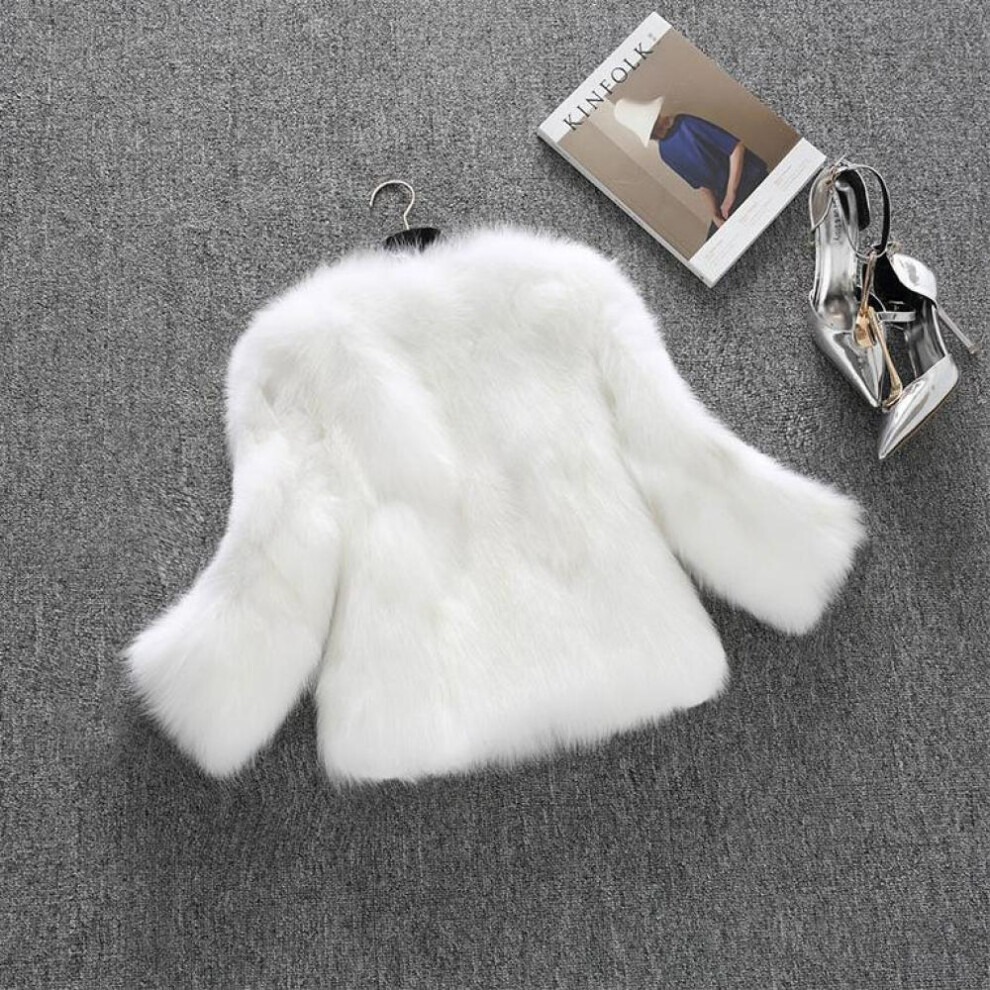 (white, XL) Women Faux Fur Soft Fur Coat Jacket Fluffy Winter Waistcoat Outerwear