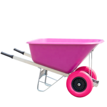 (Pink) Agri Barrow 200 Litre Twin Wheel Wheelbarrow Plastic Tub Puncture Proof Tyres