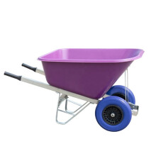 (Purple) Agri Barrow 200 Litre Twin Wheel Wheelbarrow Plastic Tub Puncture Proof Tyres