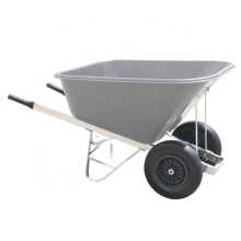 (Grey) Agri Barrow 200 Litre Twin Wheel Wheelbarrow Plastic Tub Puncture Proof Tyres