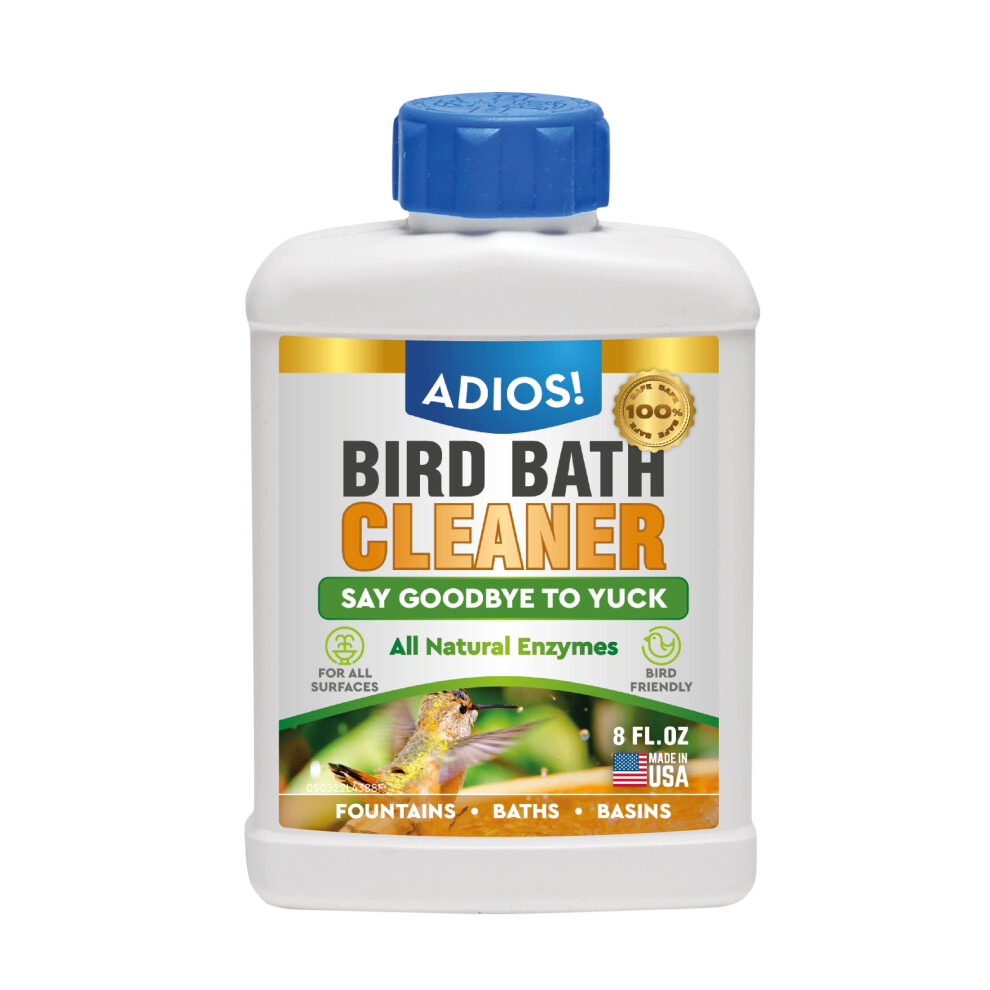 ADIOS Bird Bath Cleaner for Outdoor Fountains and Bowls  Safely Cleans Metal  Glass and Stone 8oz