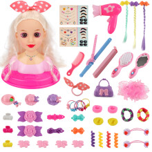 Doll Toy Set Doll Styling Head Hair and Makeup Styling Doll Head Children's Beauty Doll Styling Head with Accessories Perfect Gift