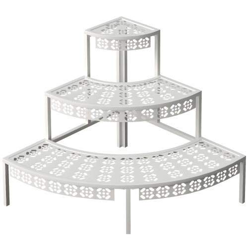 aboxoo Supporto per Piante a 3 Ripiani Semi-Circolare Organizer per Vasi Rack