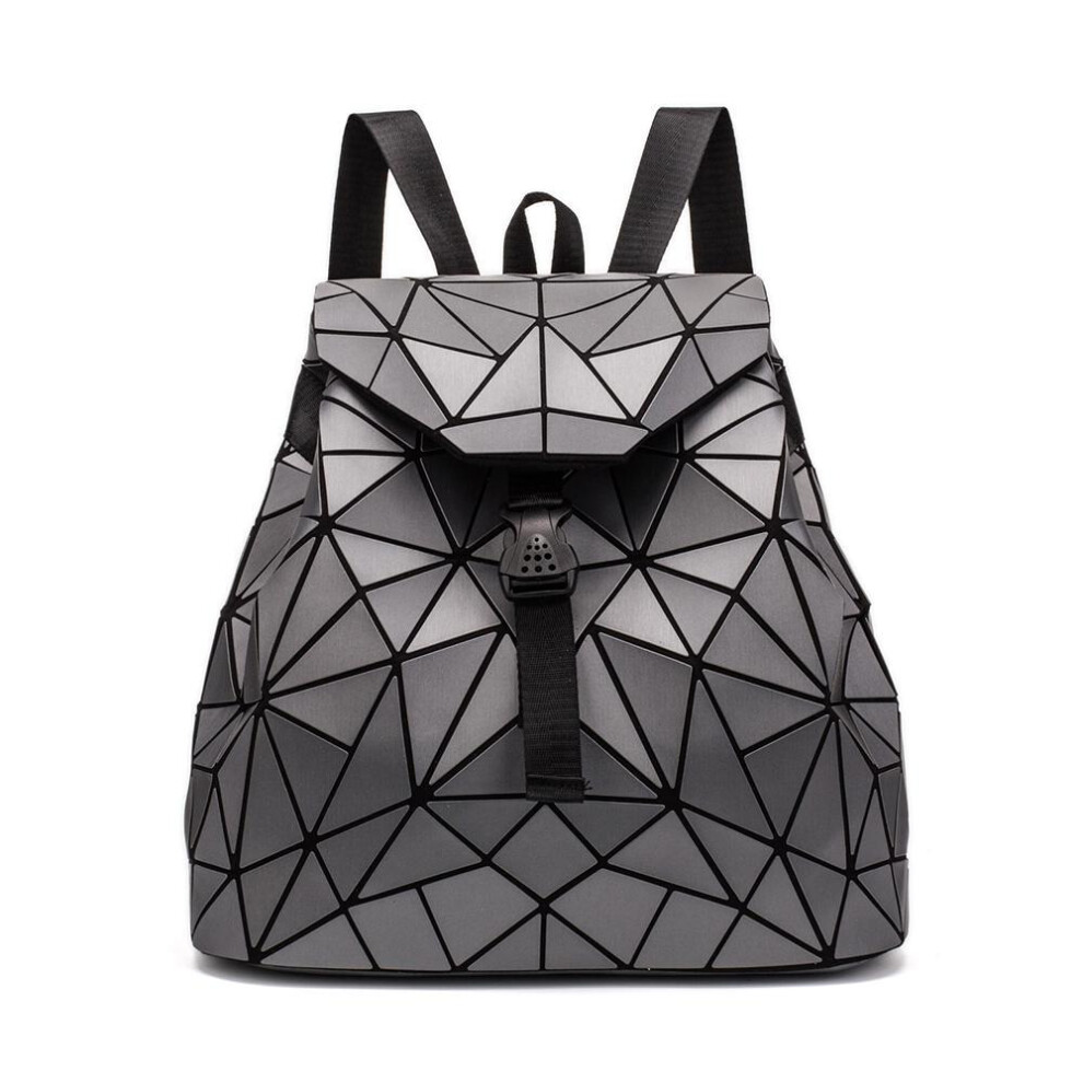 (grey) Female Backpack Girl Student School Bag Holographic Laser Geometry Travel Bag Designer Woman's Backpack