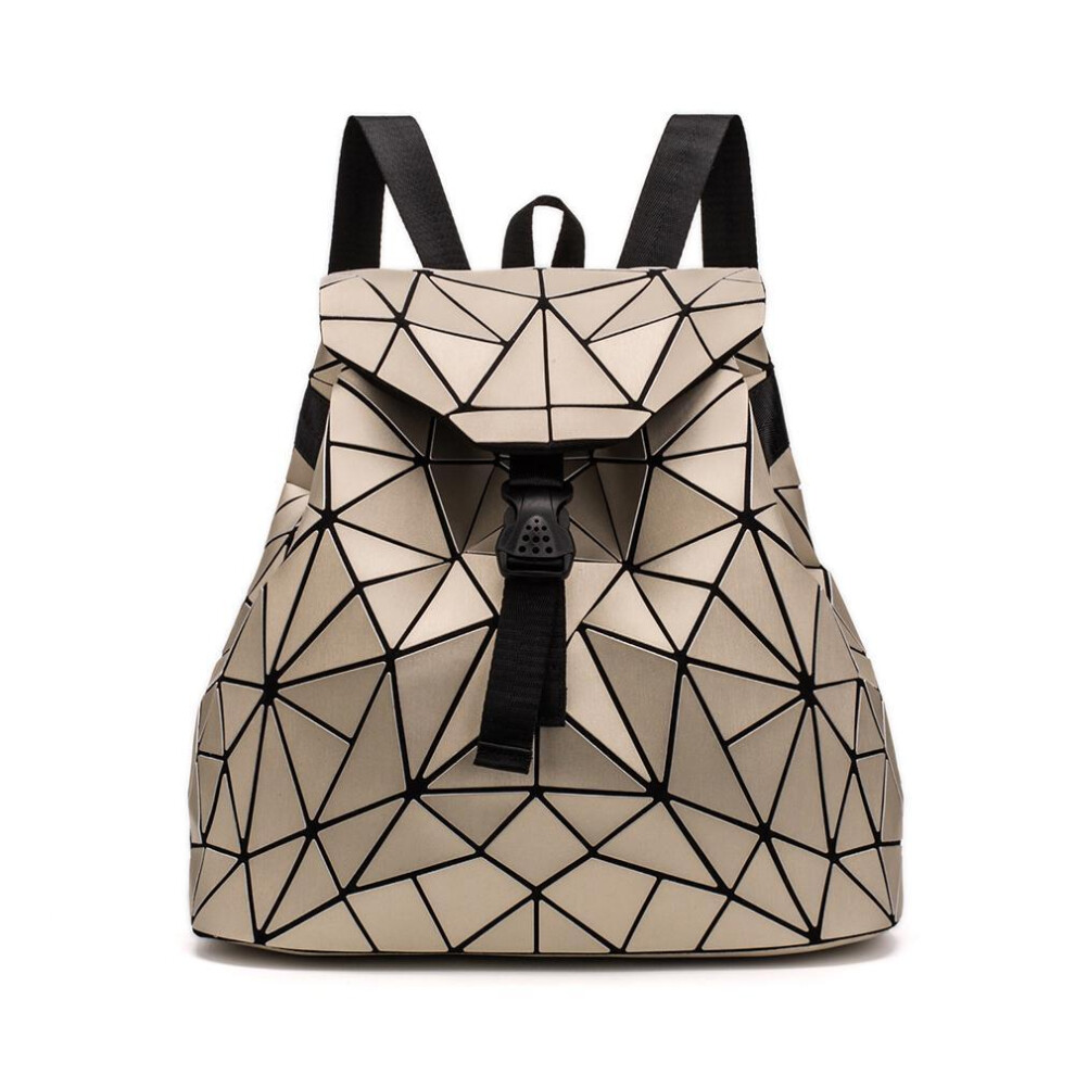 (gold) Female Backpack Girl Student School Bag Holographic Laser Geometry Travel Bag Designer Woman's Backpack