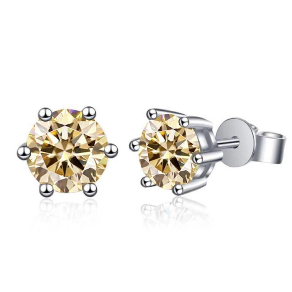 (yellow, 1 Carat) BagueRingen 1.0ct D Color GRA Moissanite Diamond 925 Sterling Silver Classic Stud Earrings For Woman Fine Jewelry Wedding Gifts