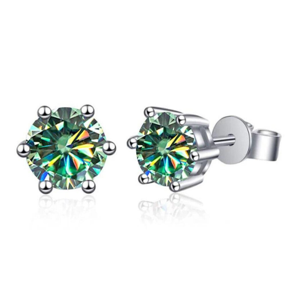 (blue,green, 1 Carat) BagueRingen 1.0ct D Color GRA Moissanite Diamond 925 Sterling Silver Classic Stud Earrings For Woman Fine Jewelry Wedding Gifts