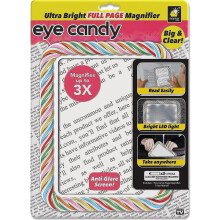 Eye Candy Ultra Bright Full Page Magnifier And Book Light, As Seen On Tv Anti Glare Reading Light Makes Pages 3x Bigger With Dimmable Brightness