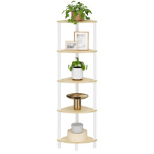 VIMBER Corner Shelf 5Tier Corner Bookshelf Industrial Corner Ladder Shelf Rustic Display Shelf for Living Room Bedroom Kit