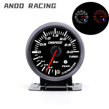 60mm 2.5\" Car Turbo Boost Gauge 3 Bar 12v White Amber Led Display With Peak Warning  With Sensor