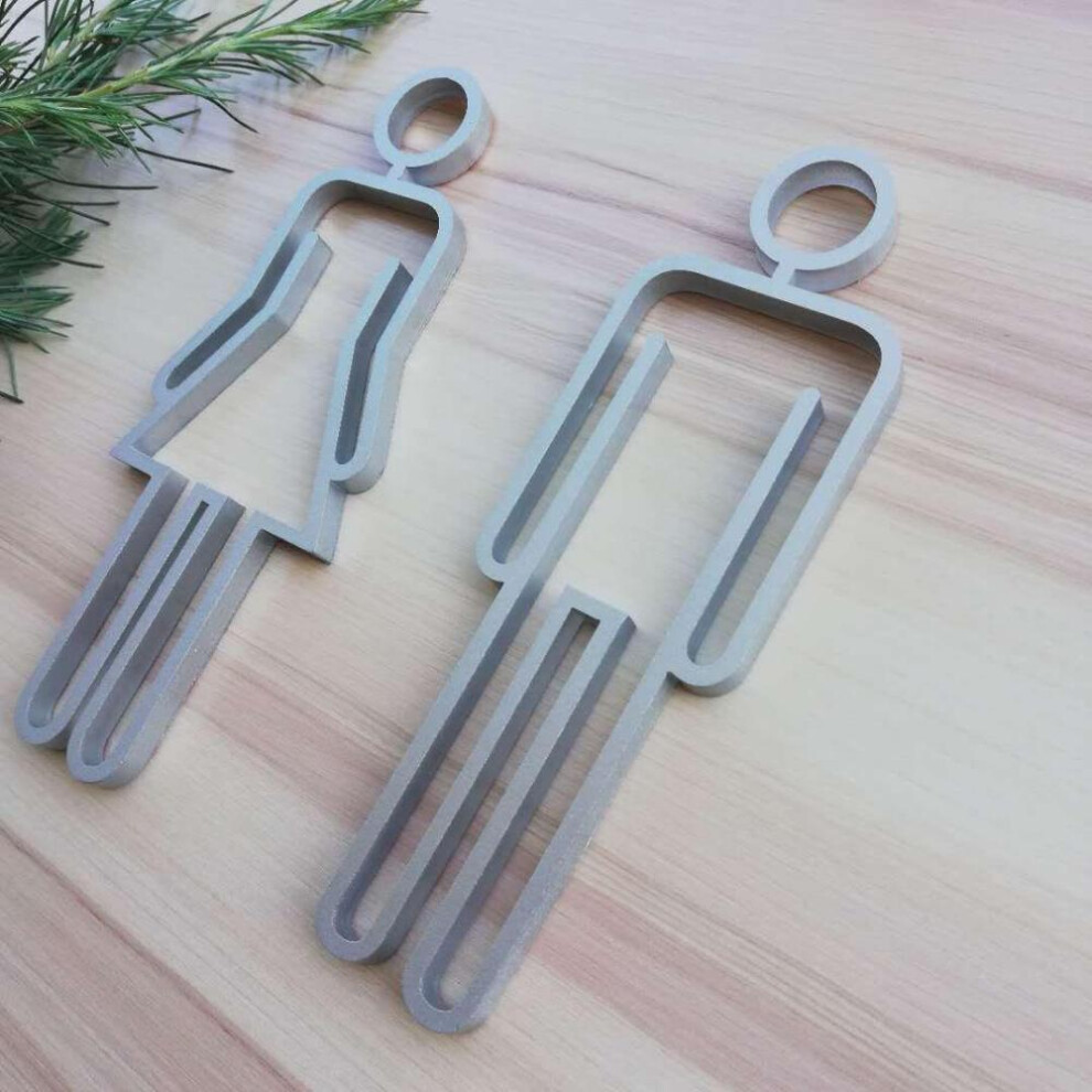 (silver) Toilet Door Sign For Hotel,office,home Toilet Symbol Bathroom Signage Wc Plaque Restroom Sign
