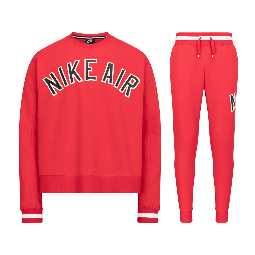 (Small) Nike Air Crew Neck Tracksuit Set Red